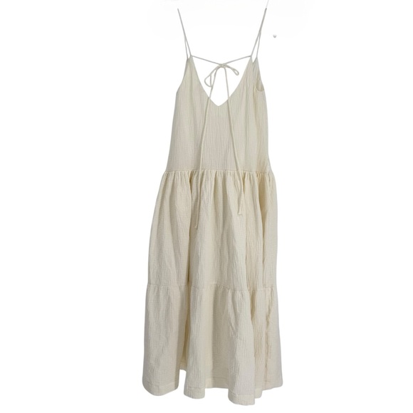 Worth Collective Dresses & Skirts - Worth Collective Womens Cream Maxi Dress XS Halter-tie Sleeveless Boho Tiered